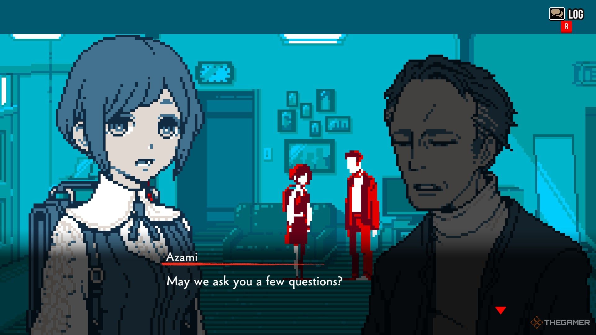 Azami is talking with Miwako's father in Urban Myth Dissolution Center.