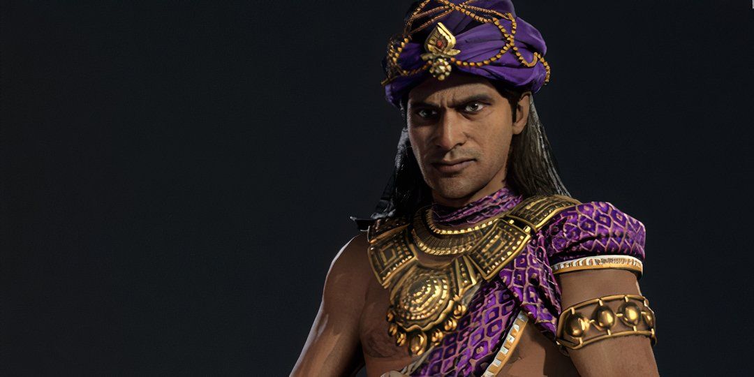 Ashoka posing on the leader selection screen in Civilization 7.