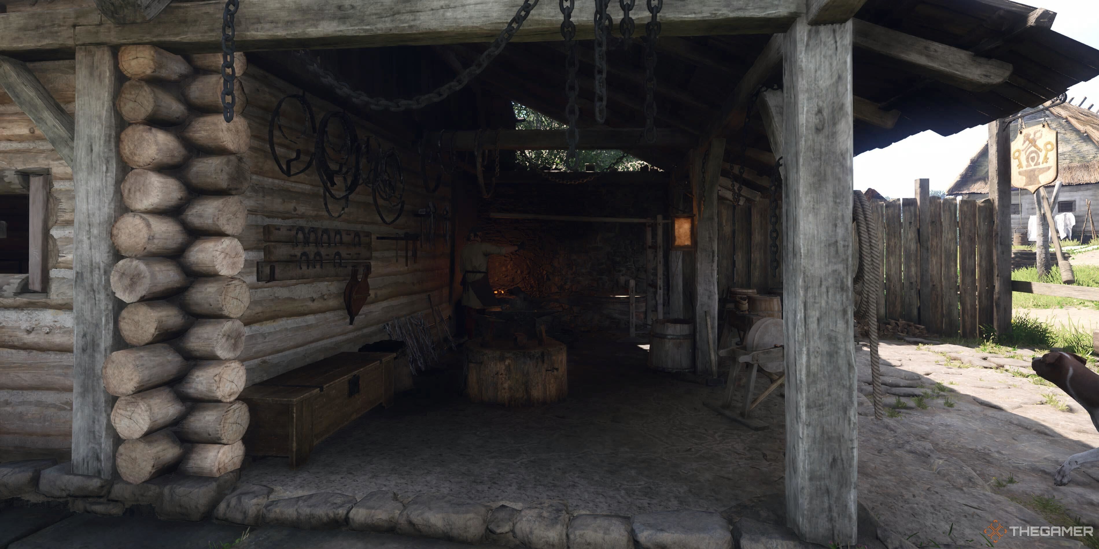 A blacksmith's workshop in Kingdom Come: Deliverance 2.