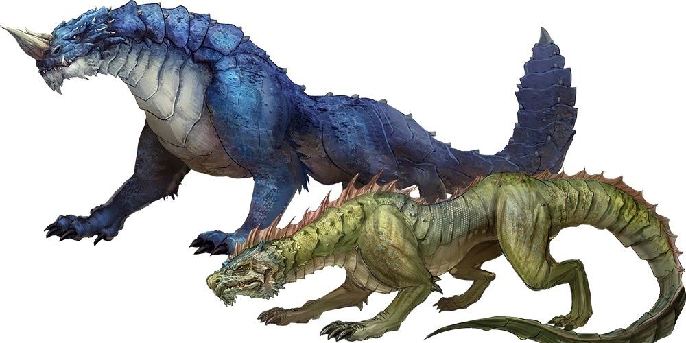 Blue and green reptile dogs from Dungeons & Dragons.