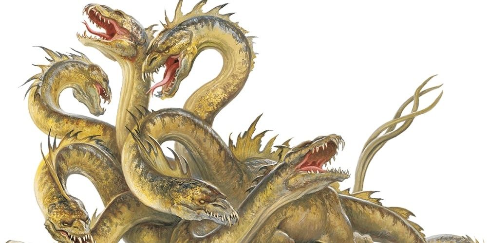 Dungeons & Dragons image showing a Hydra as a many headed snake.