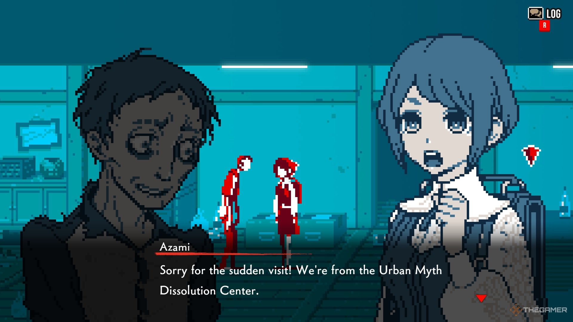 Azami is speaking with Nishitani in Urban Myth Dissolution Center.