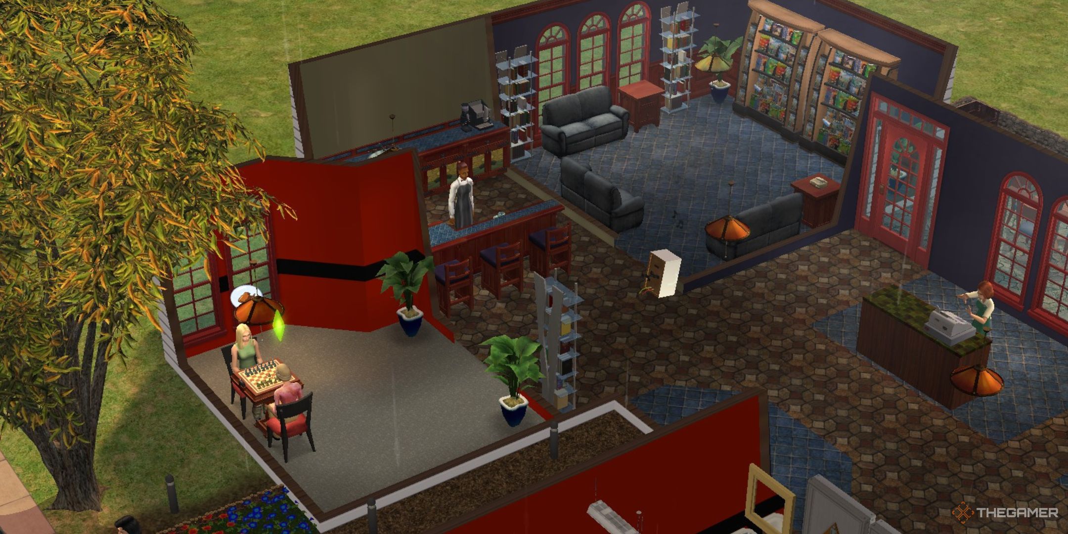 3-1-Bookstore is shown in The Sims 2.