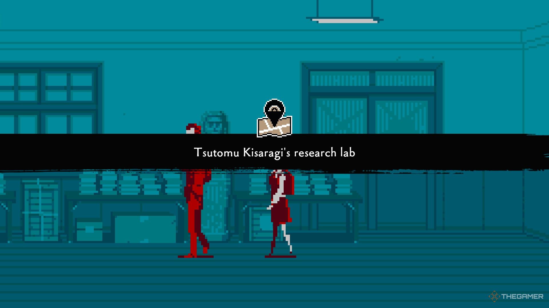 Azami and Tomiiri arrives at Tsutomu Kisaragi's research lab in Urban Myth Dissolution Center.