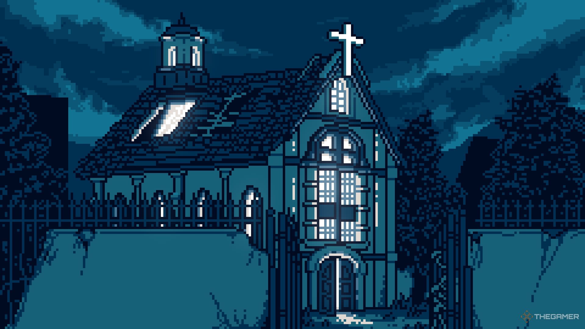 Azami arrives at the Saint Nicholas Church in Urban Myth Dissolution Center.