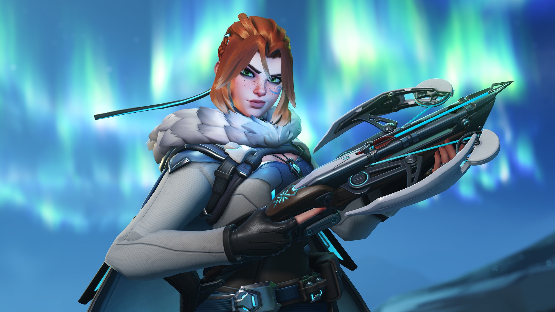 Overwatch 2: A woman with ginger hair holds a crossbow style weapon