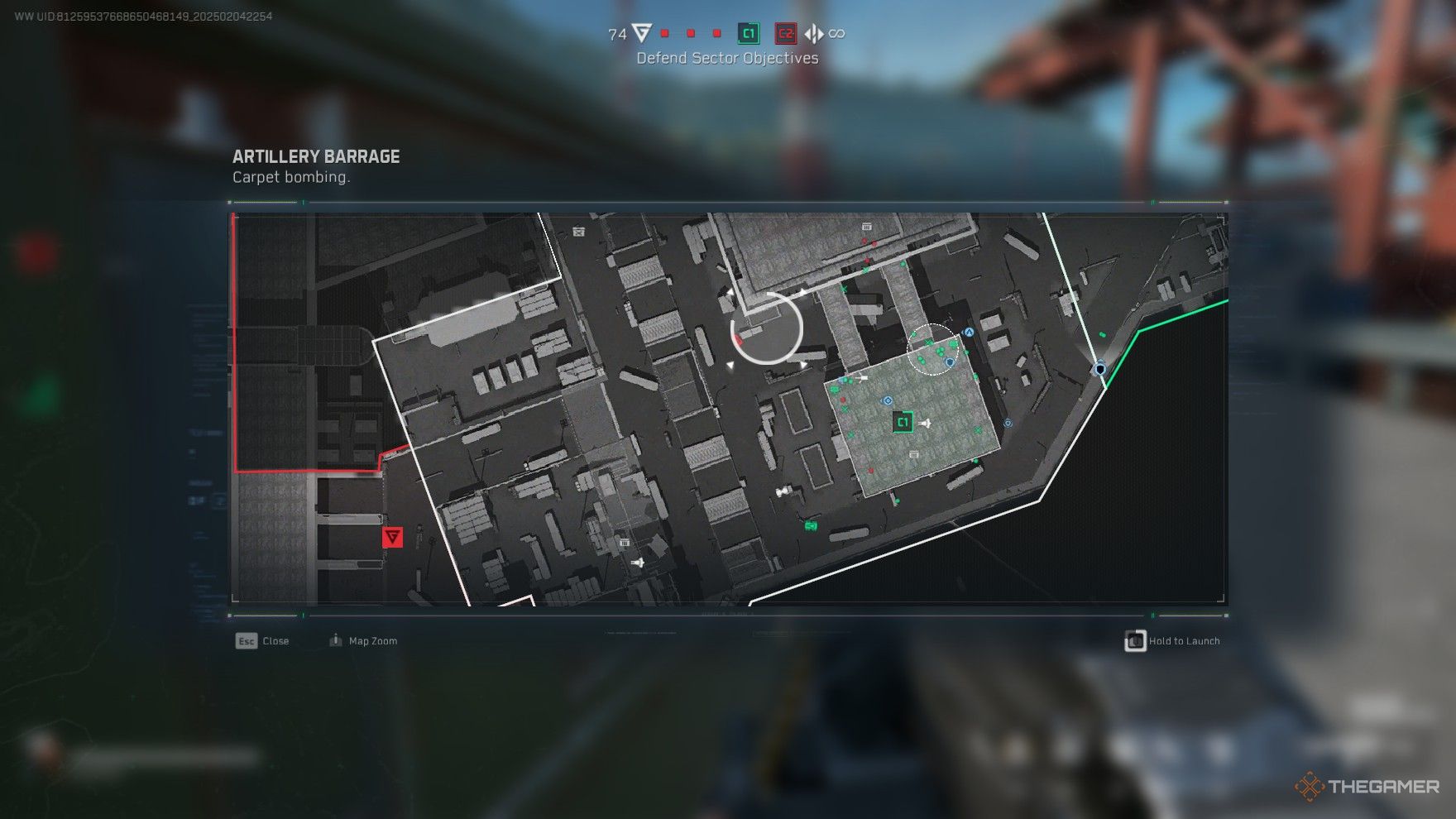 Delta Force: The game map shown inside the artillery barrage call-in.