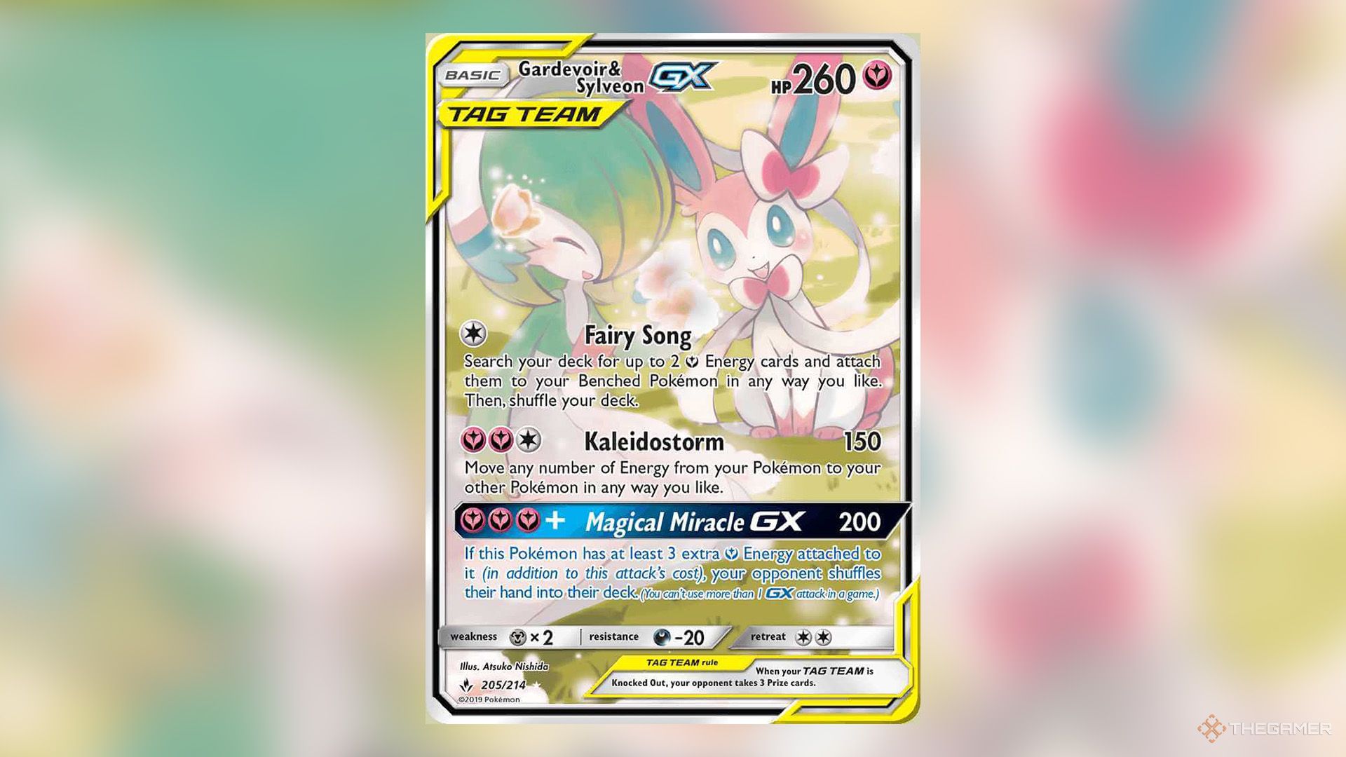 Gardevoir & Sylveon GX from Unbroken Bonds Booster Pack in Pokemon TCG.