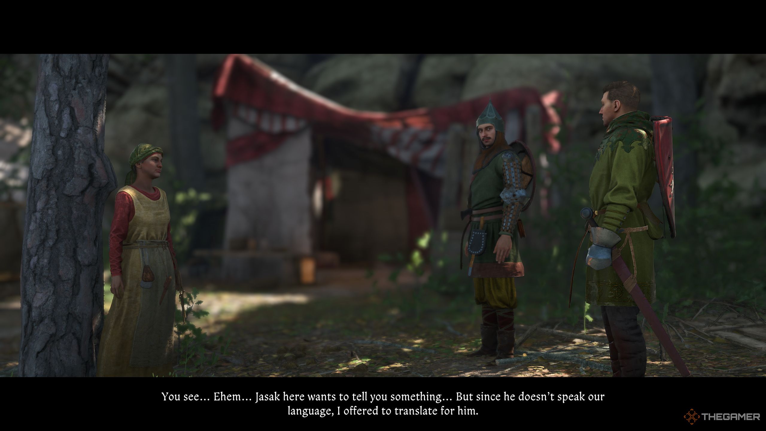 Henry and Jasak talking to a nomad woman.