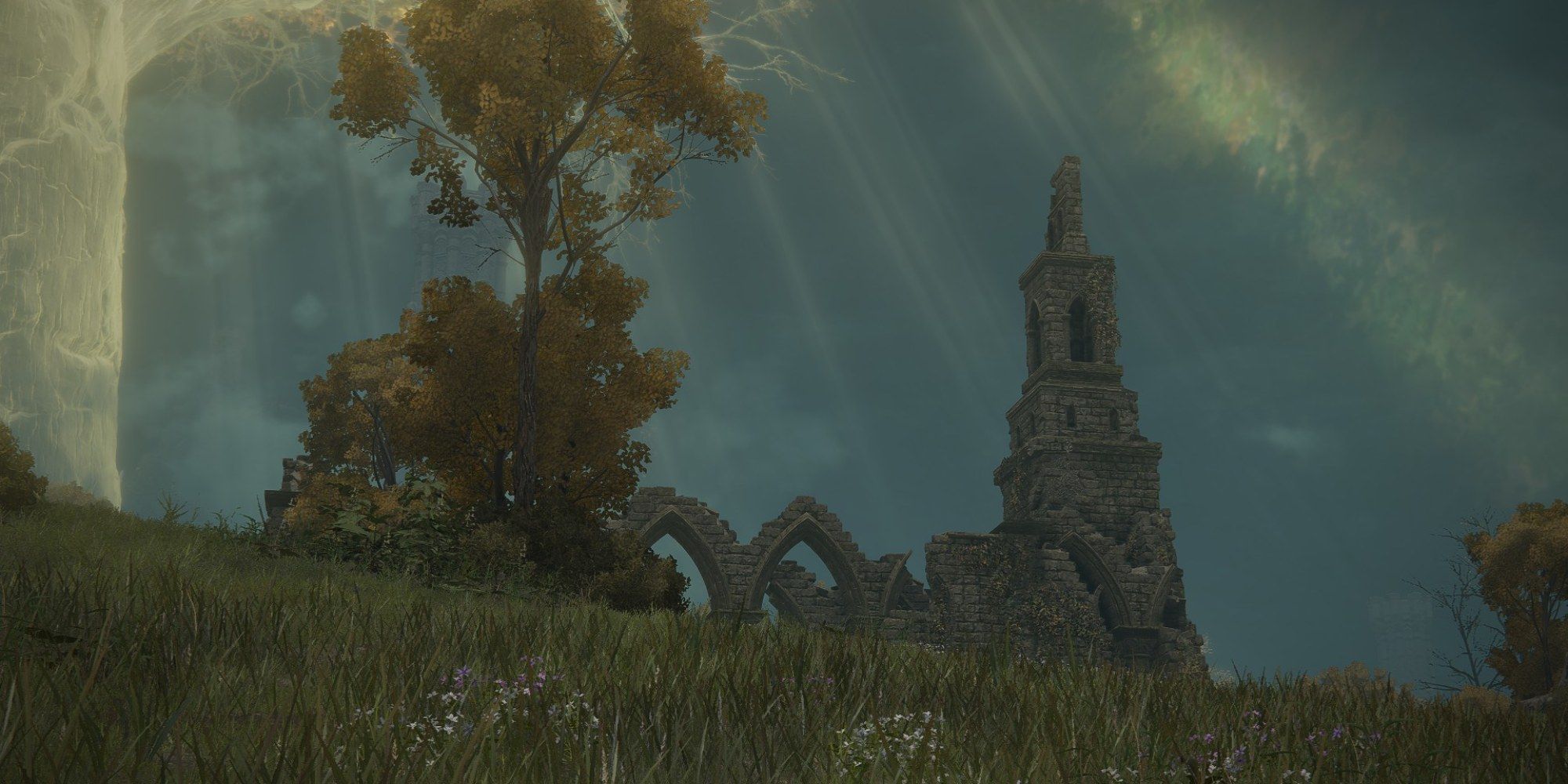 The view from West of the Church of Elleh in Elden Ring.