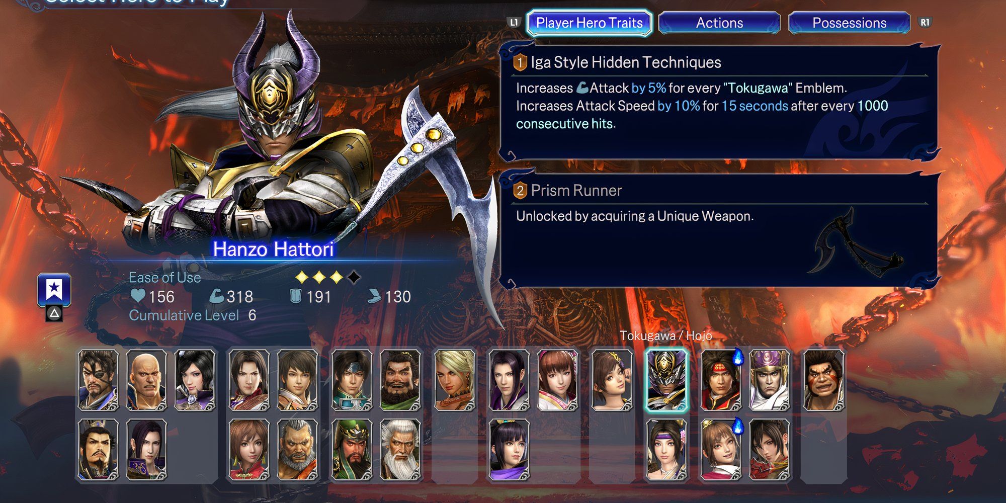 Hanzo Hattori in Warriors Abyss