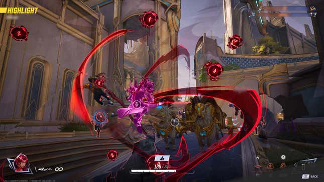 Scarlet Witch attacks several enemies at once.