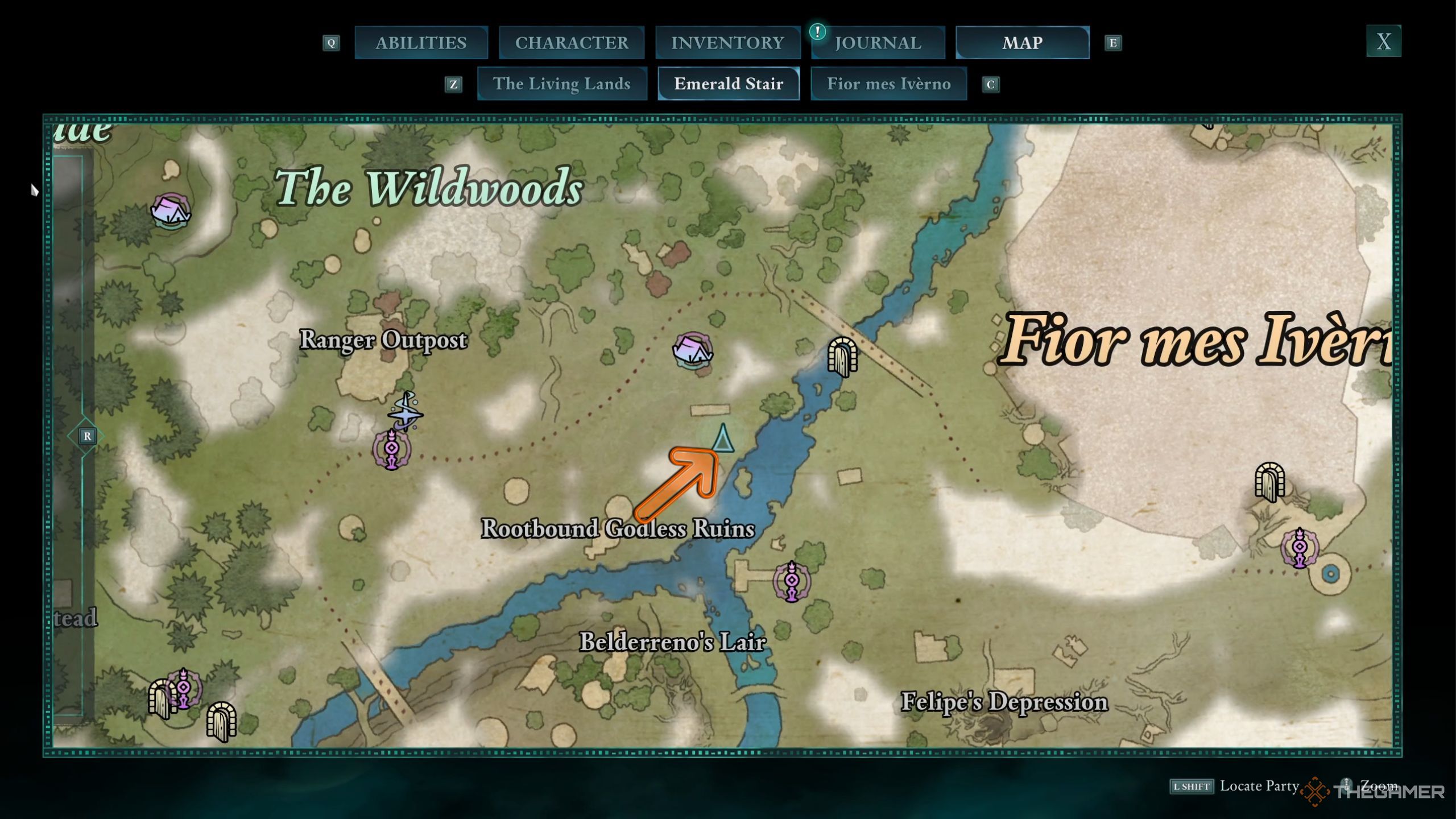 Avowed painter's regret treasure location shown on the map.