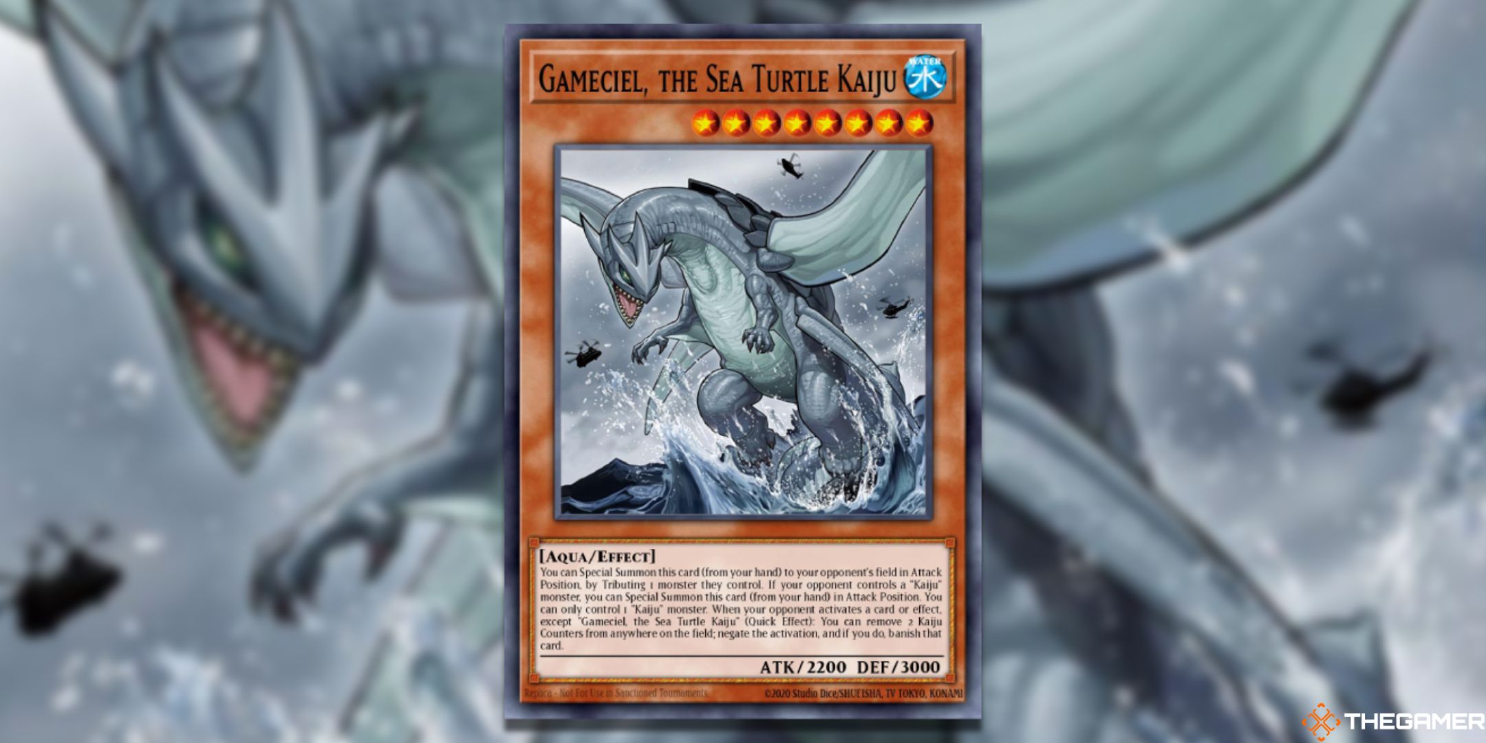 Gameciel, The Sea Turtle Kaiju Yu-Gi-Oh! Card Art.