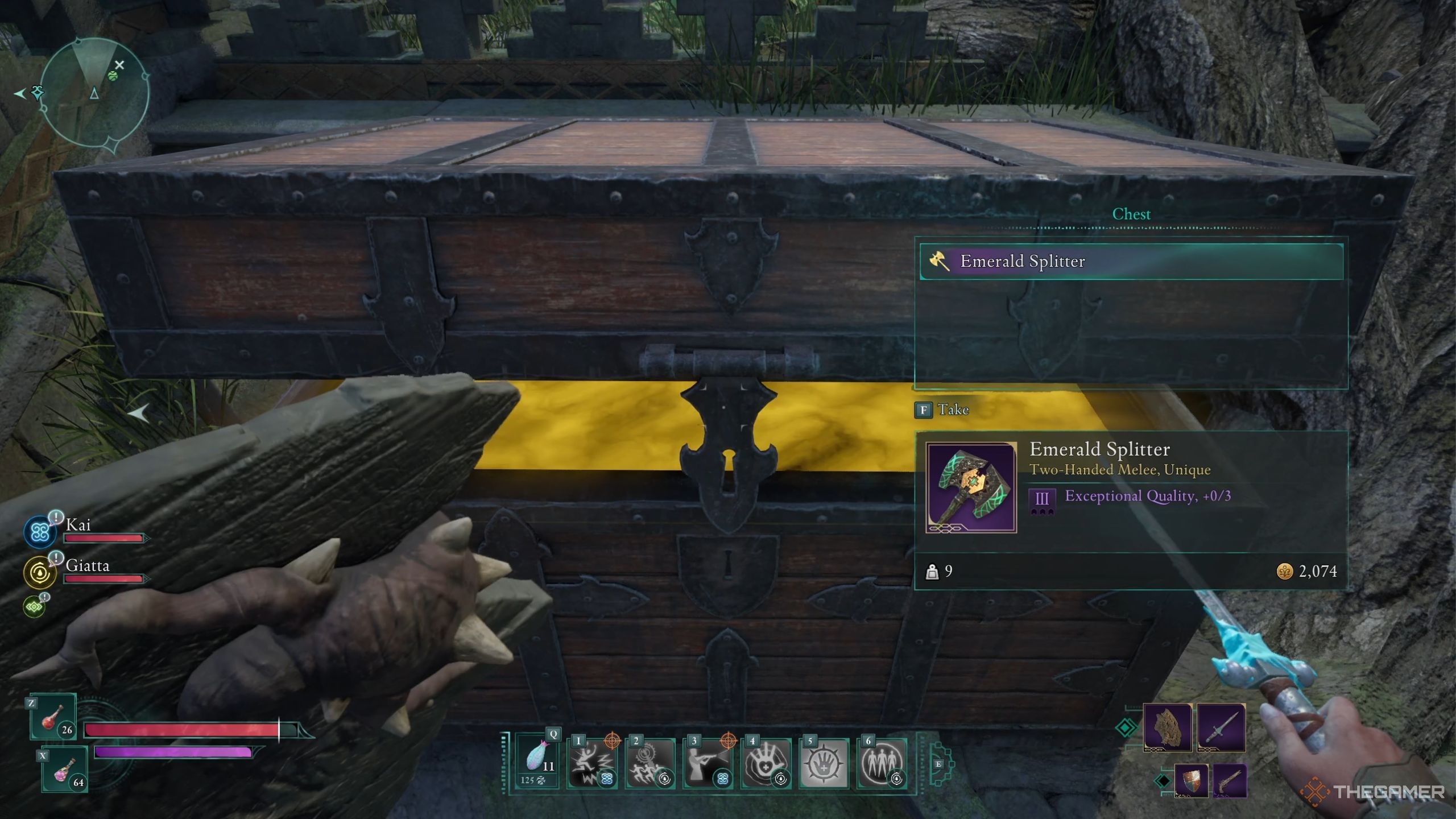 Avowed Emerald Splitter weapon inside a chest.