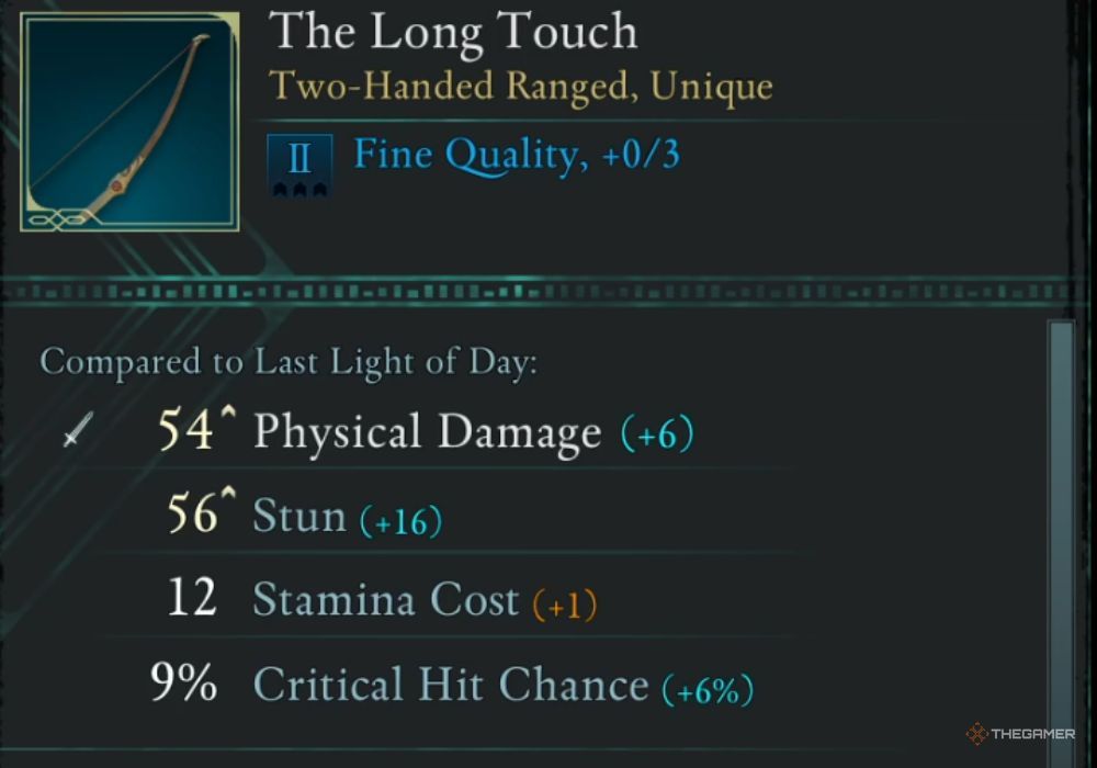 Avowed The Long Touch unique item description.