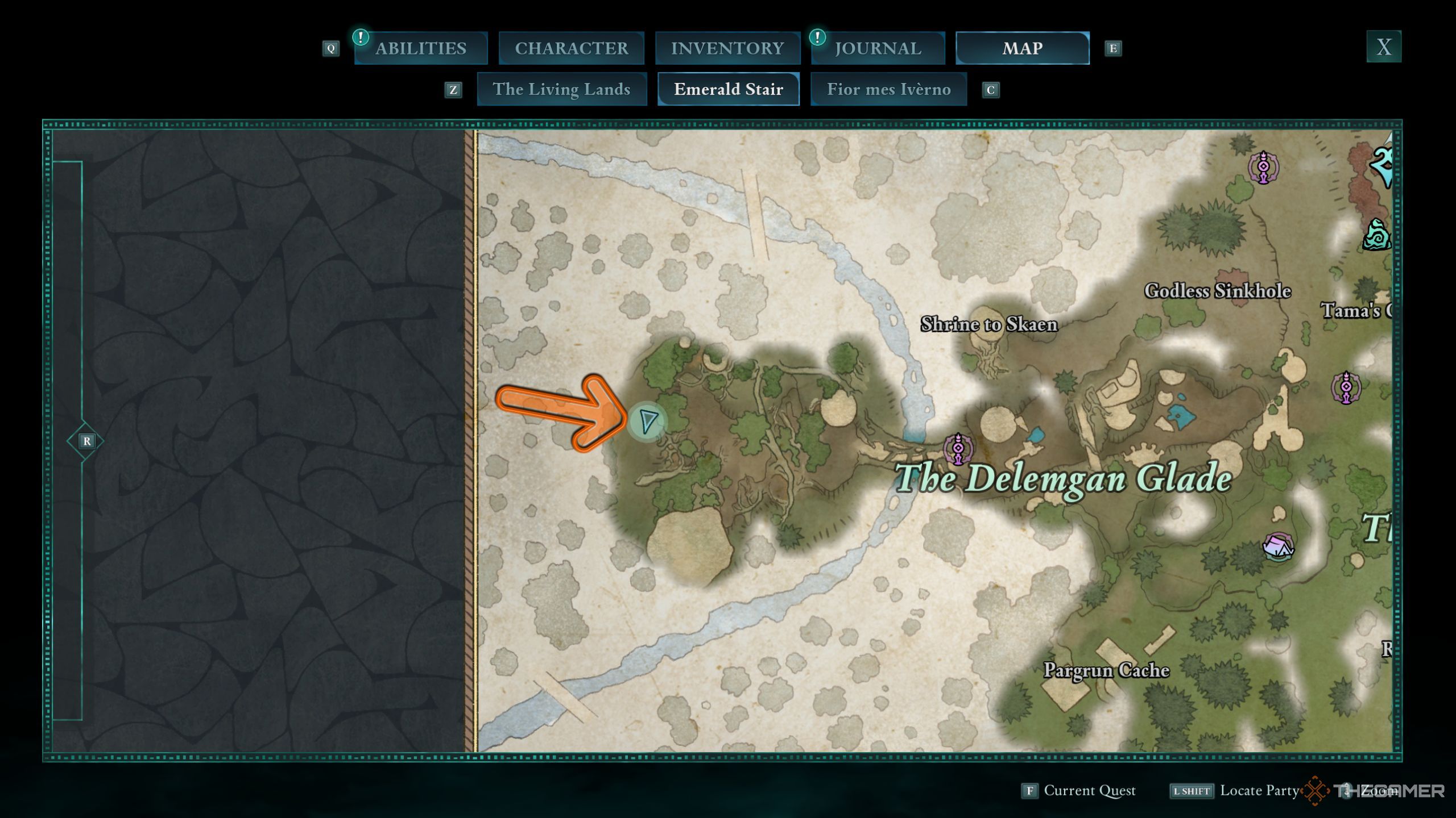 Avowed showing Obsidian Prayer Beads location on the map.