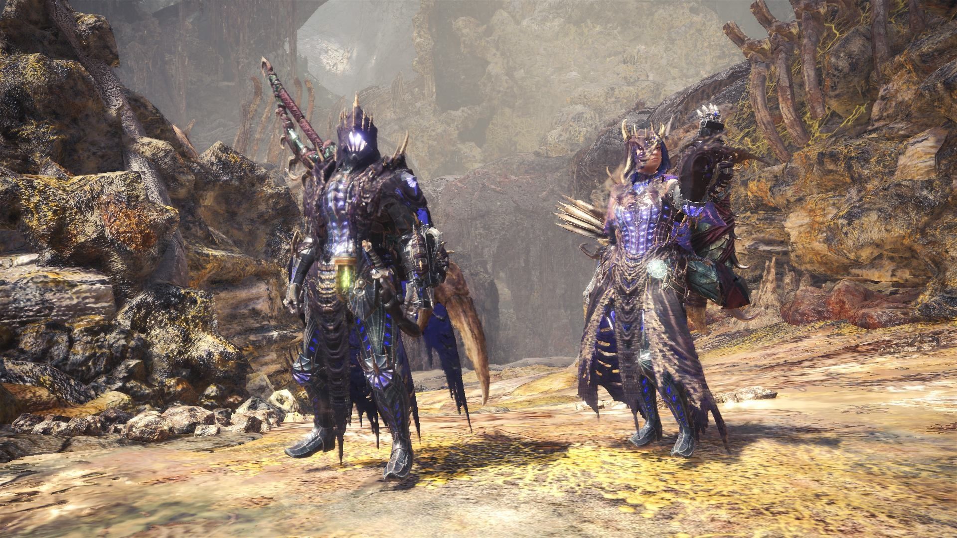 Hunters with Vaal Hazak Armor from Monster Hunter World.