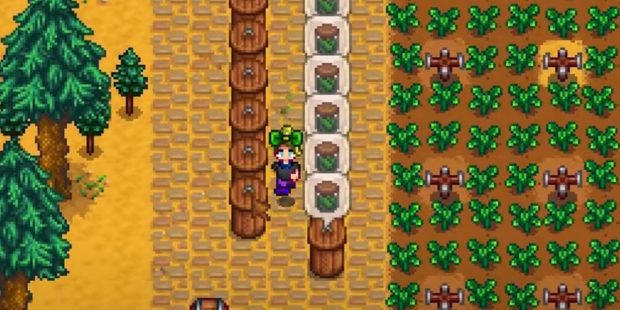 A farmer making pickles in stardew valley