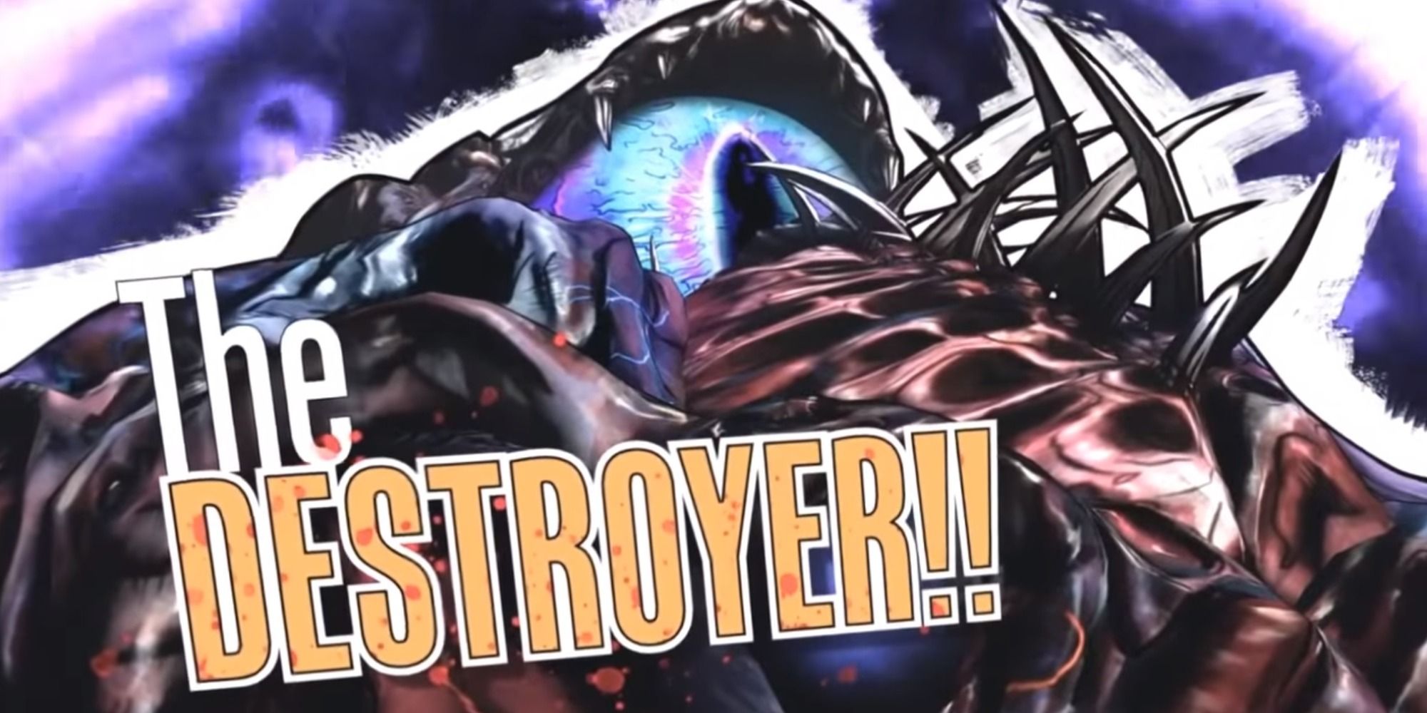 The Destroyer from Borderlands being introduced on a splash card with its name in large font.