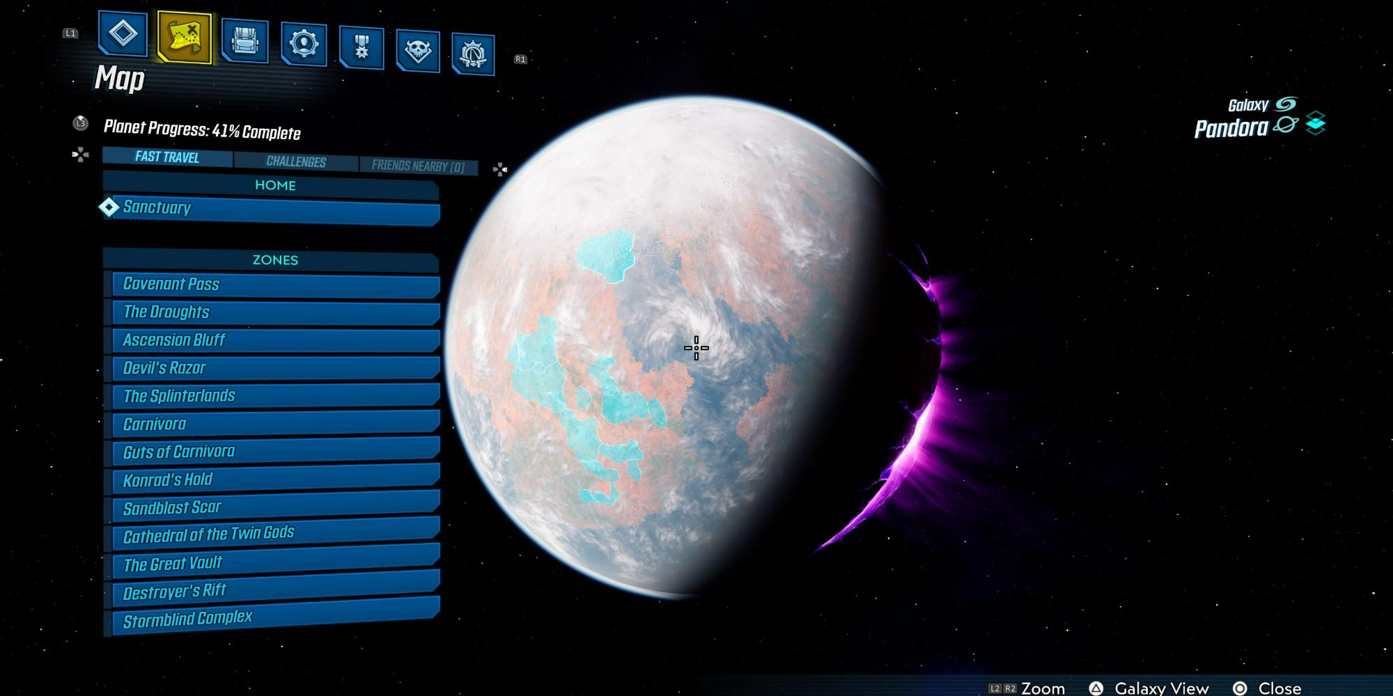 Borderlands 3 Pandora as seen from space.