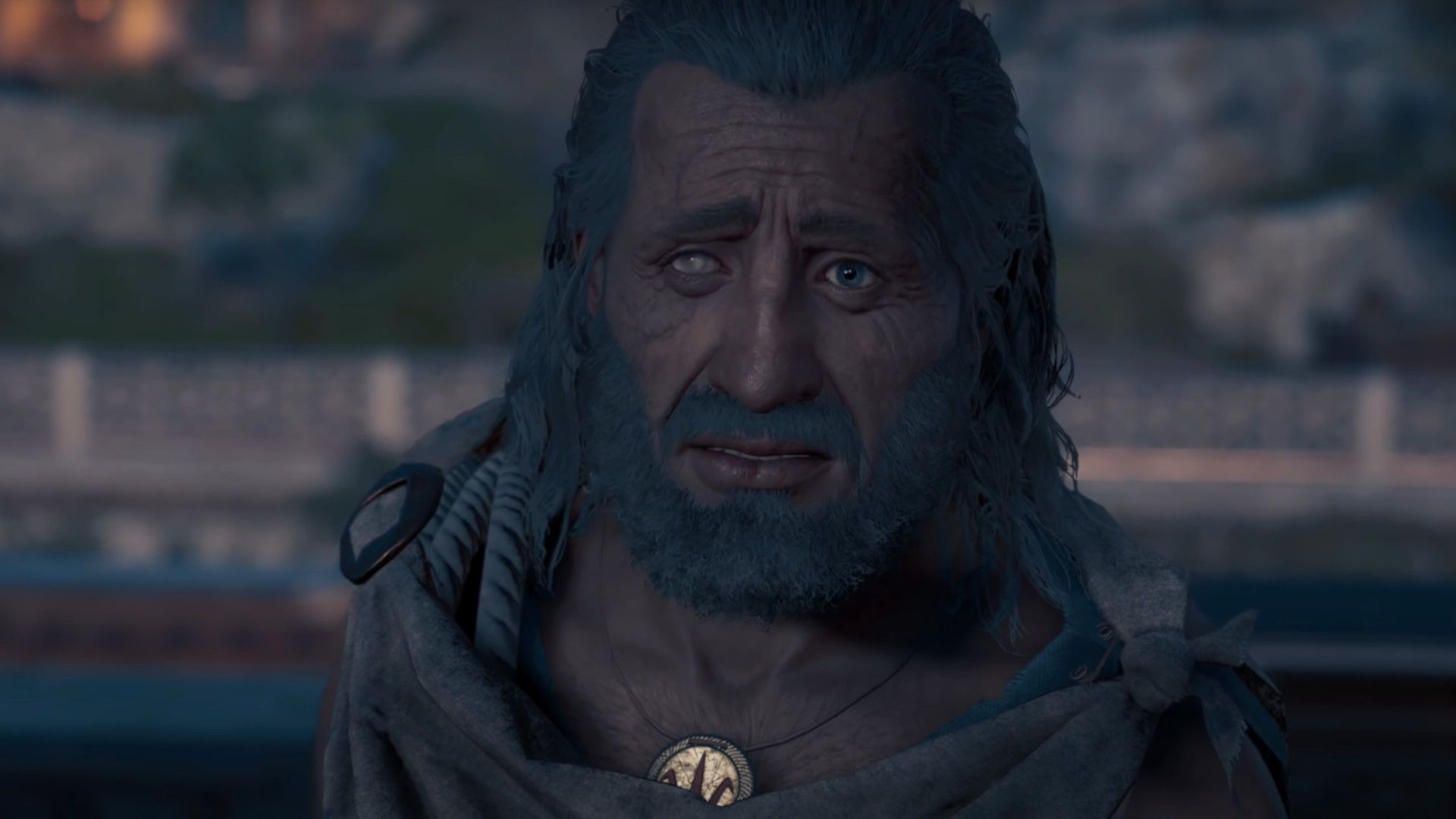 Assassin's Creed Image showing Barnabas looking sad.