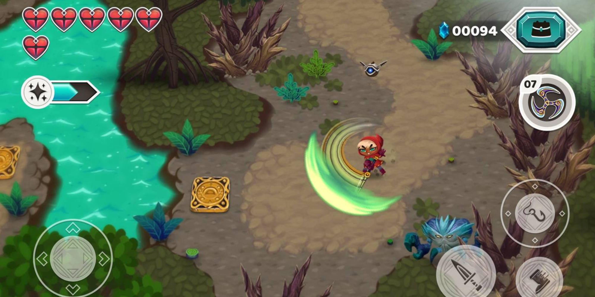 A player slashing a weapon in Legend of the Skyfish 2