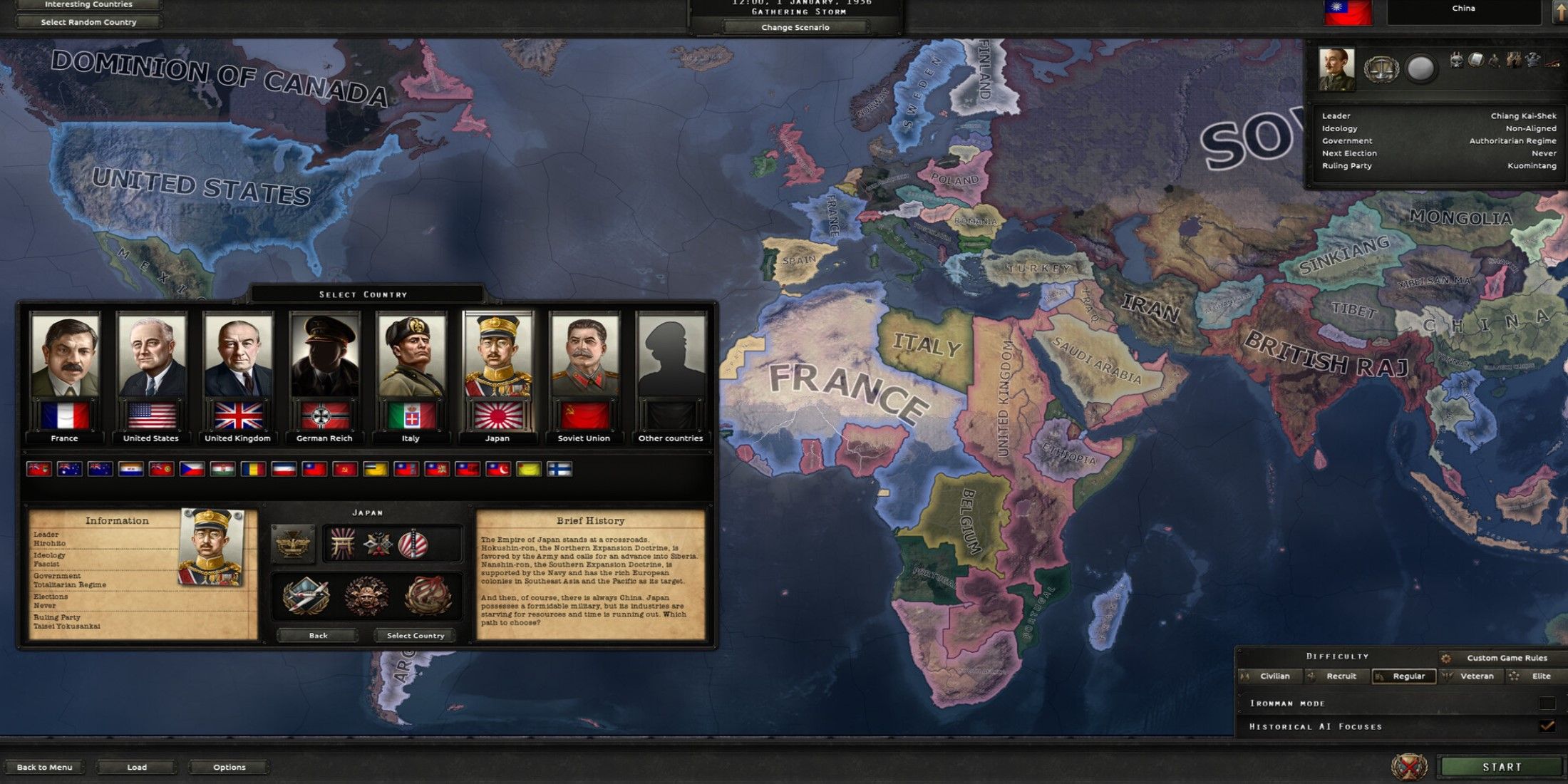 Hearts of Iron 4 leader selection