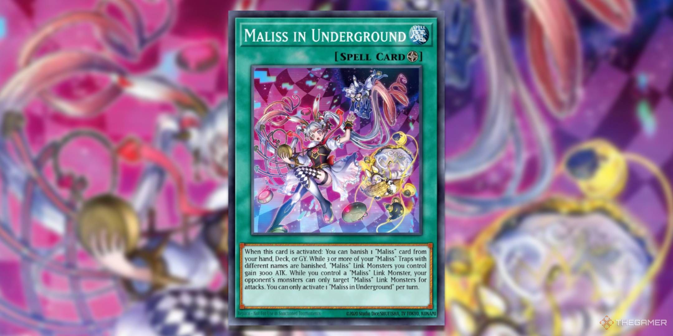 YGO Maliss In Underground card with the art in the background.