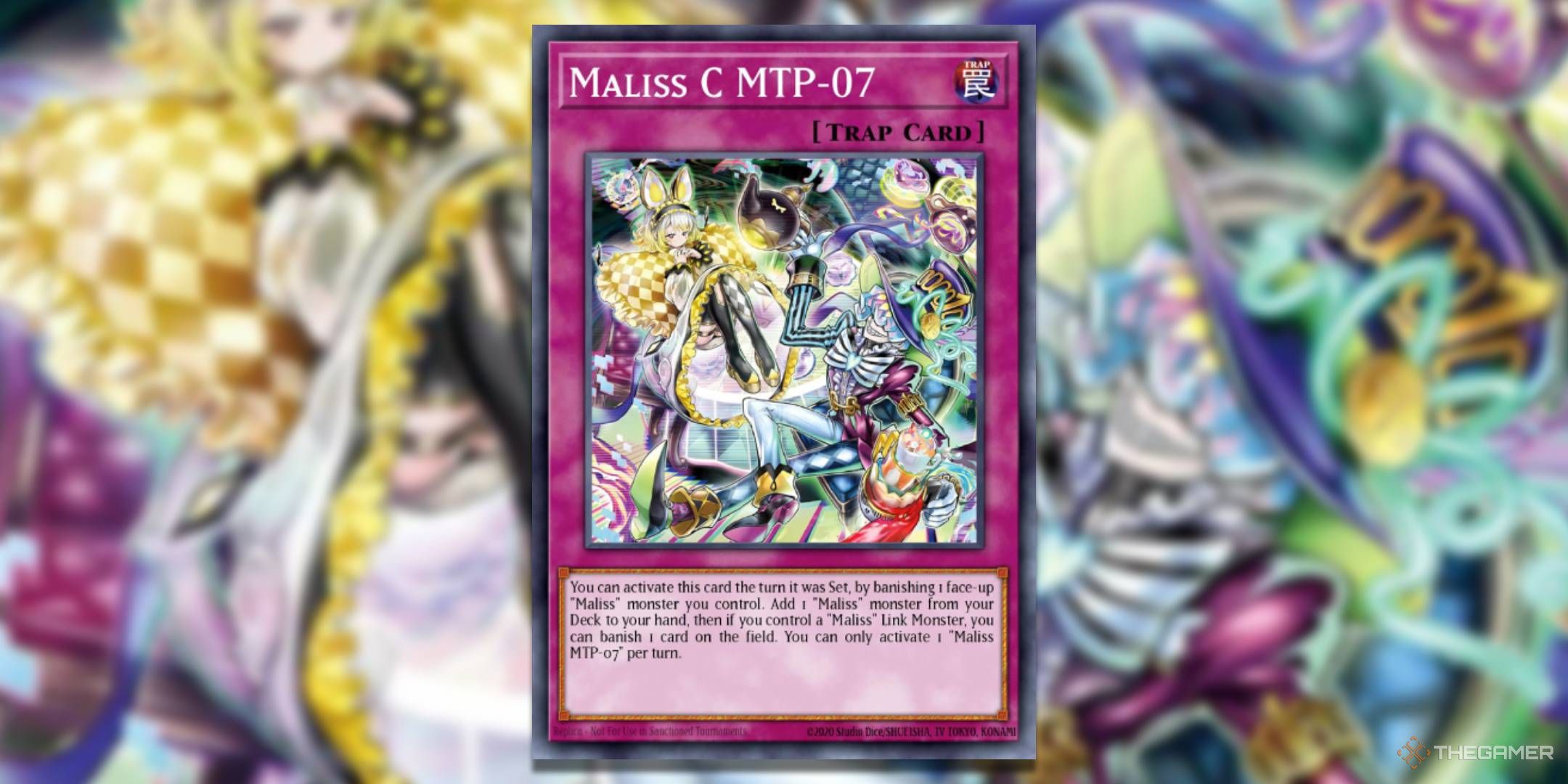 YGO Maliss C MTP-07 card with the art in the background.