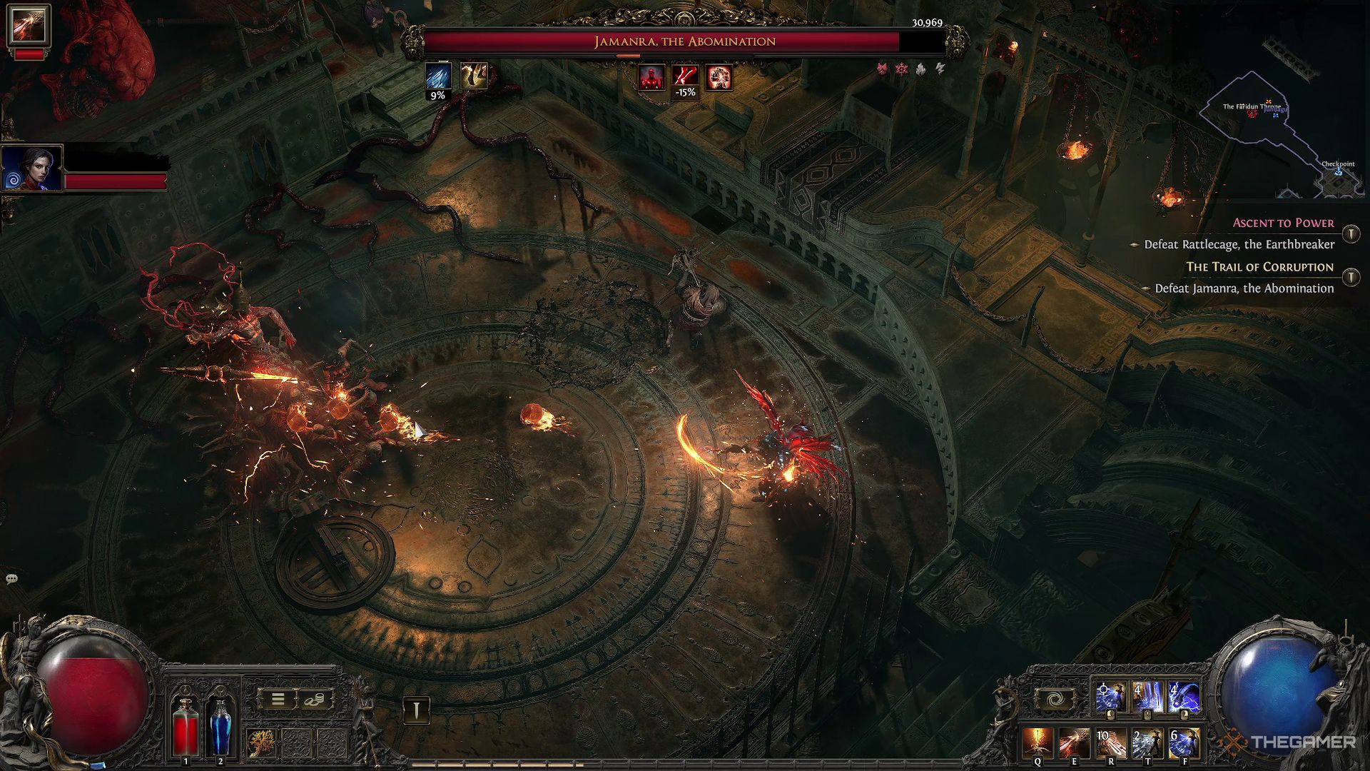 Jamanra preparing a lightning spear at the start of his boss fight in Path of Exile 2.