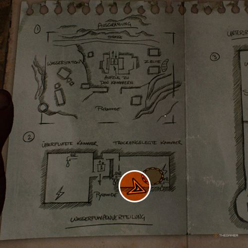 An orange circle shows the location of the Aduno Koro lost artifact in Indiana Jones And The Great Circle