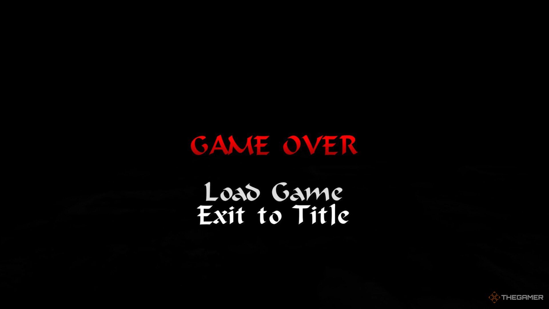 The game over screen in Tomb Raider: The Last Revelation.