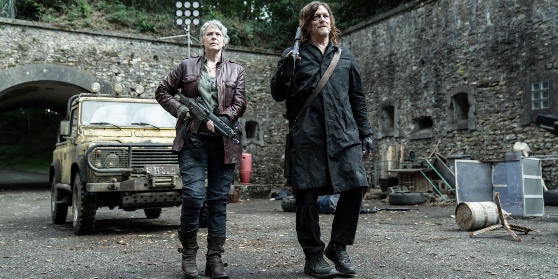 Carol (Melissa McBride) and Daryl (Norman Reedus) in The Walking Dead: Daryl Dixon