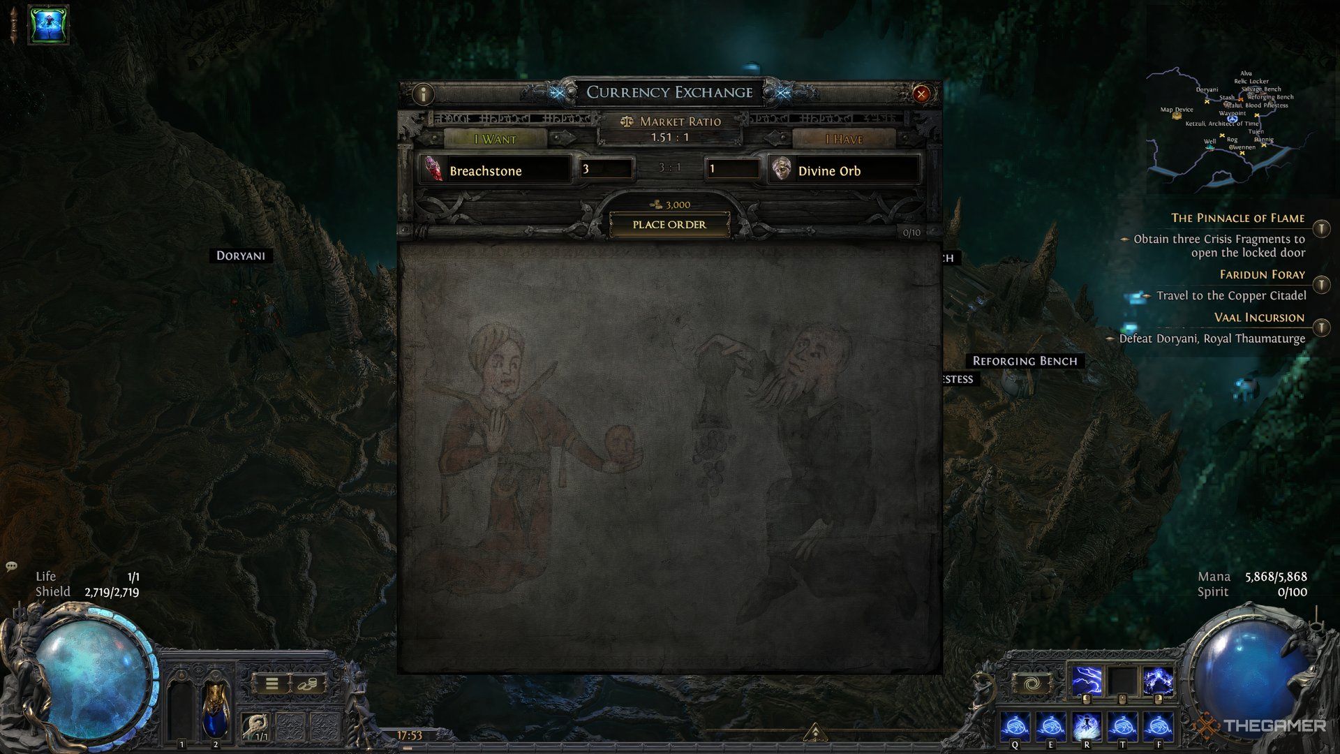 Player bulk-buying Breachstone, one of the things that you can farm by running Breaches in Path of Exile 2.