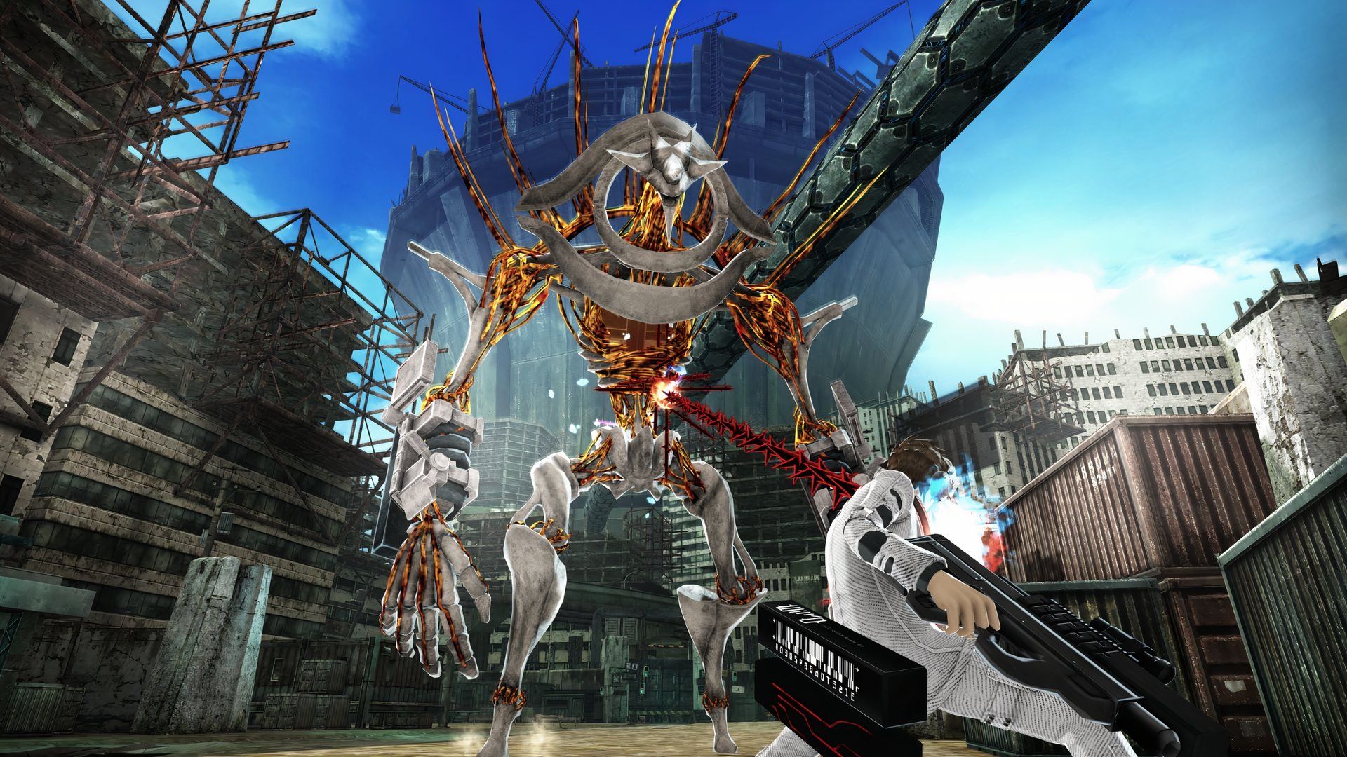 Using a Thorn to attack an enemy in Freedom Wars Remastered.