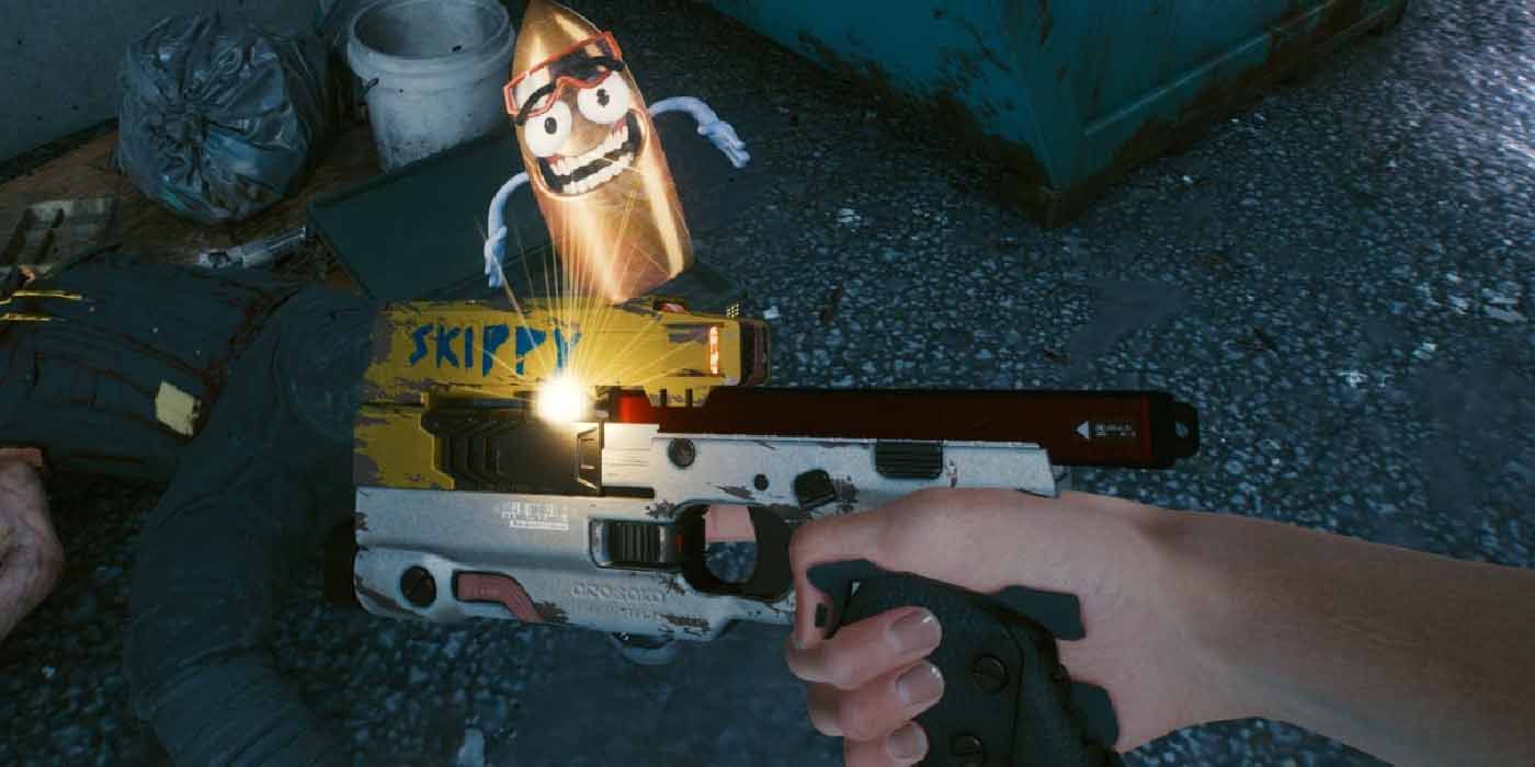 Smart Weapons in Cyberpunk 2077. Skippy, a variant of the HJKE-11 smart psitol.