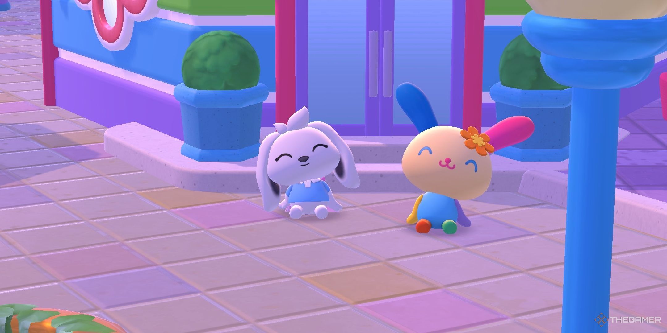 A player posing with Usahana in Hello Kitty Island Adventure.