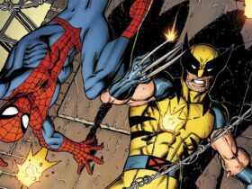 Spider-Man &amp; Wolverine #1 cover by Mark Bagley, showing Spider-Man and Wolverine leaping into action avoiding gunfire.