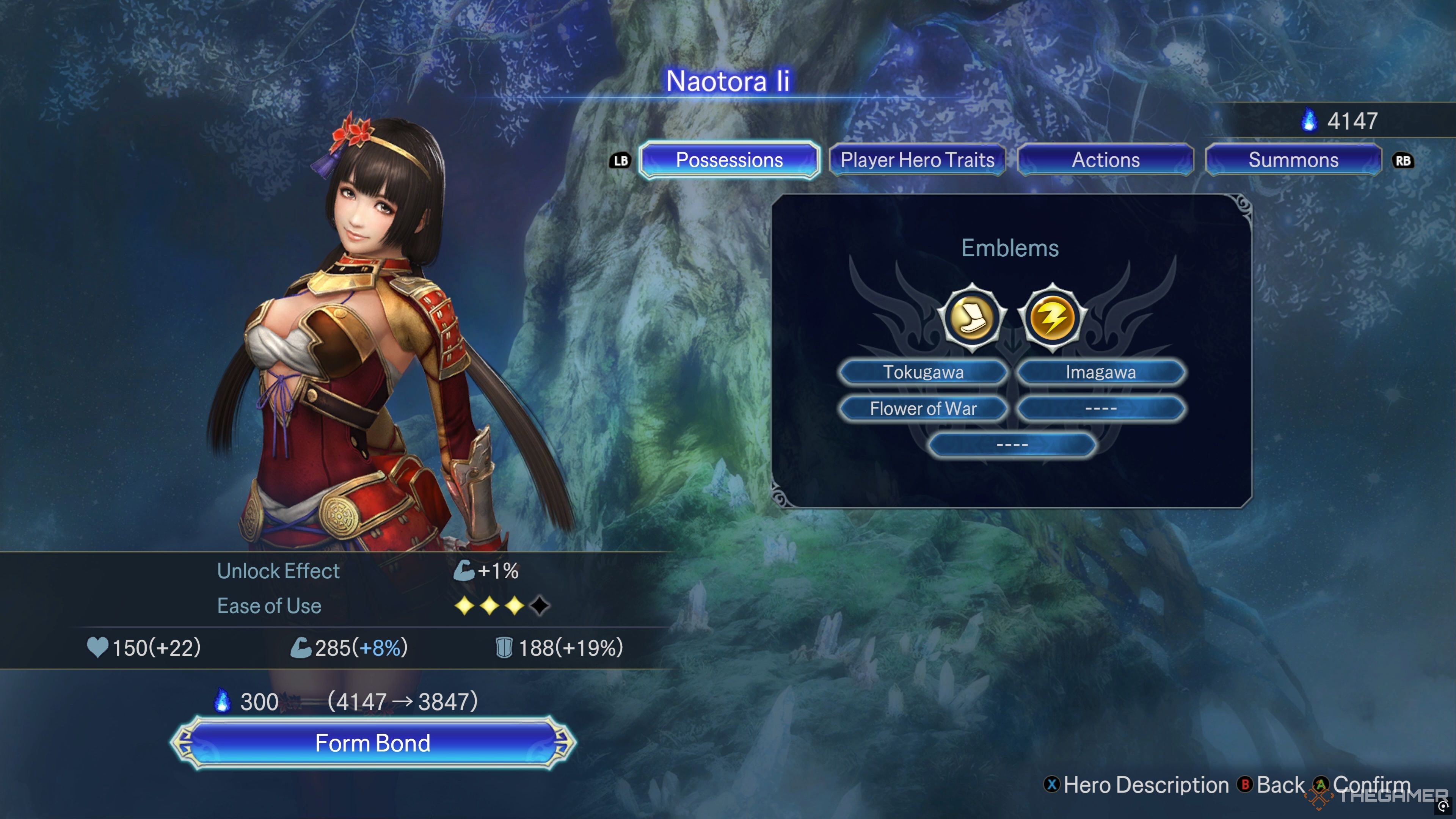 Forming a Bond with Naotora Ii in Warriors: Abyss.