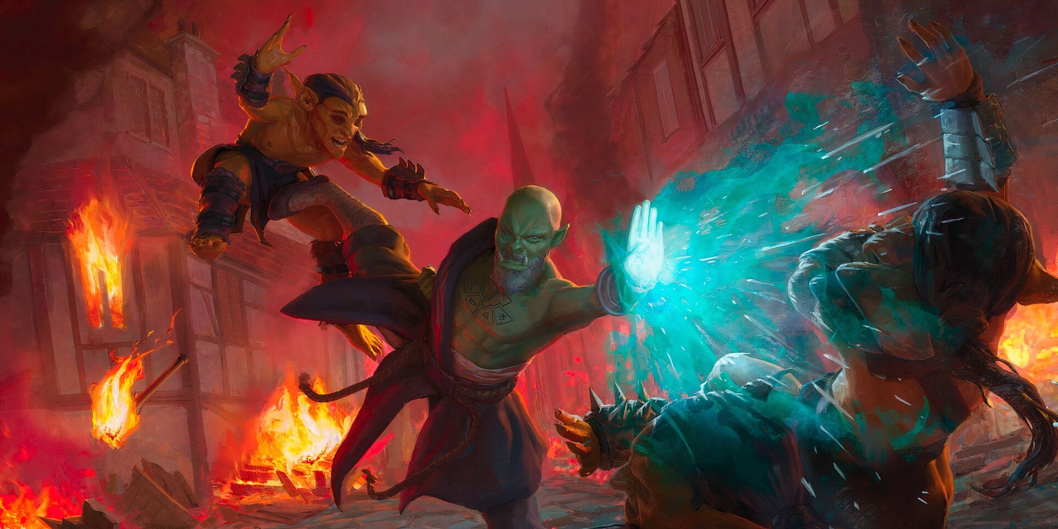 A monk using ki-powered strikes against enemies in Dungeons & Dragons. 