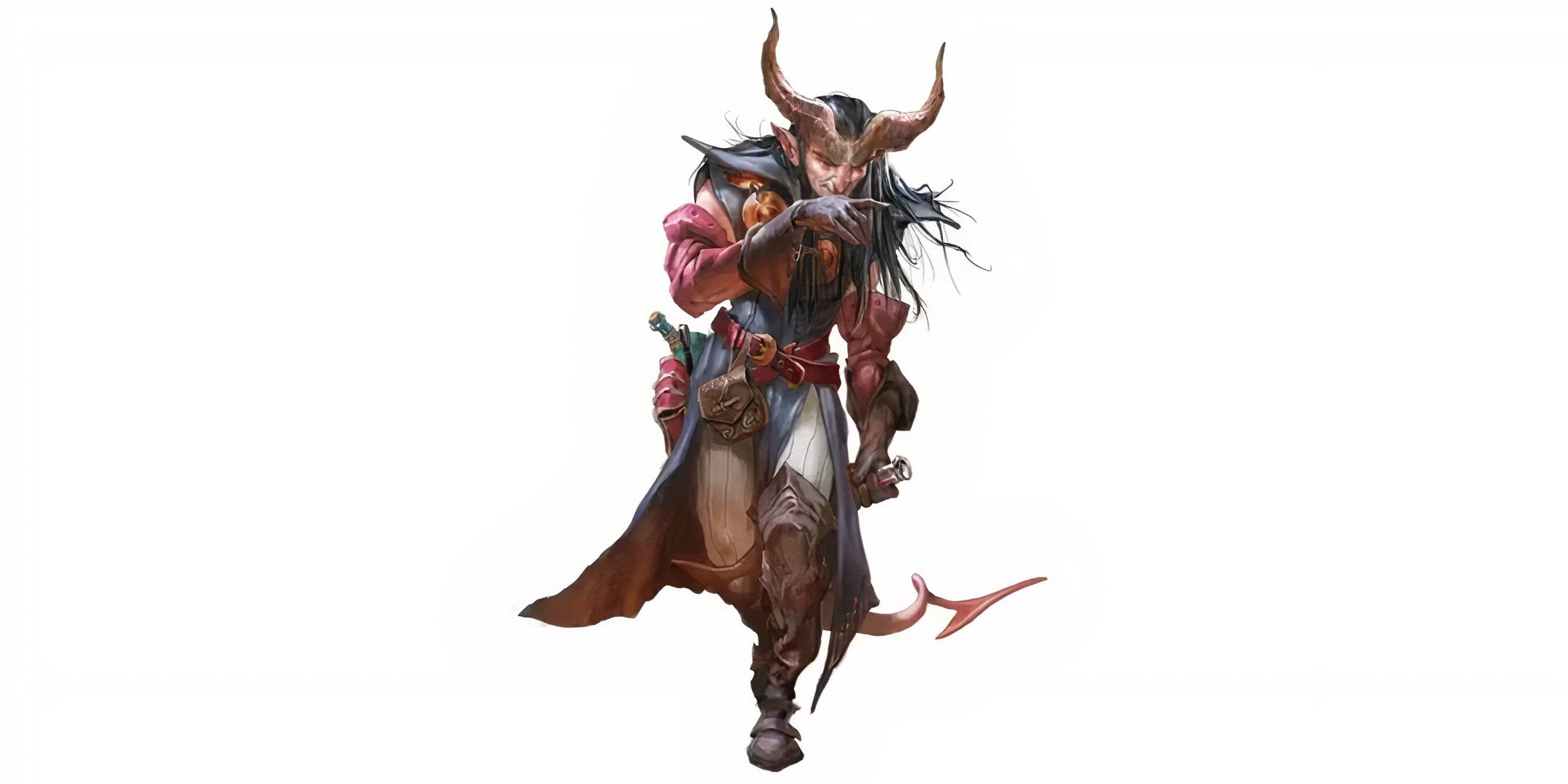 A drunken master monk with tiefling horns in Dungeons & Dragons. 