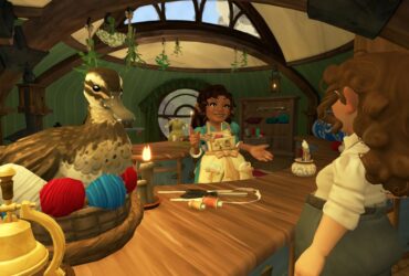 Two hobbits in a kitchen with a duck on the table during the upcoming Xbox Series X game, Tales of the Shire.