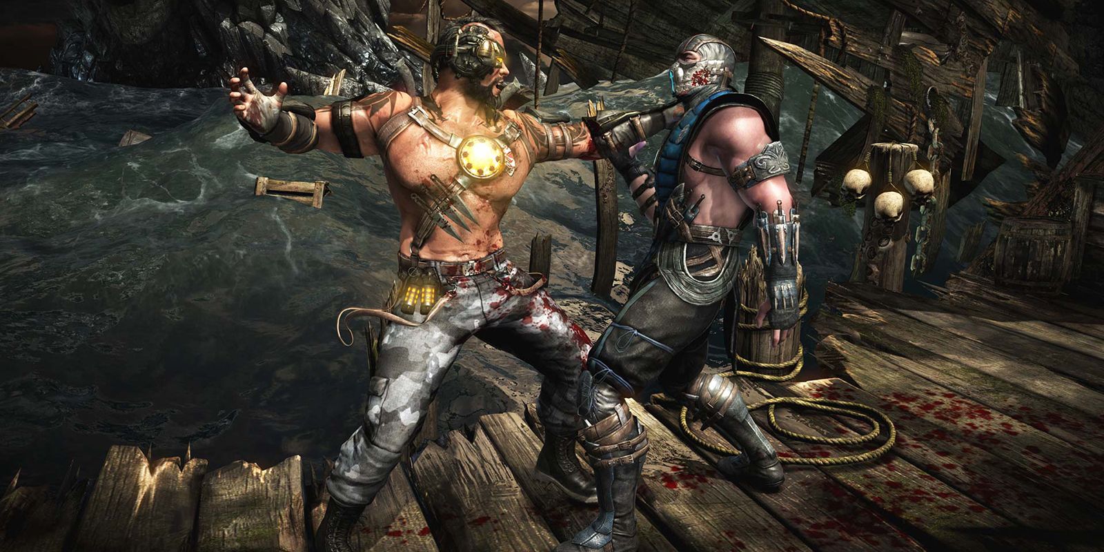 Mortal Kombat X screenshot of Kano about to punch Sub Zero.