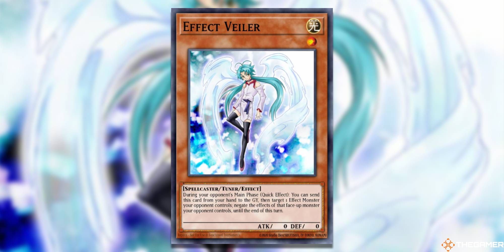 Yu-Gi-Oh! Card: Effect Veiler, With Background Art And TheGamer Logo.