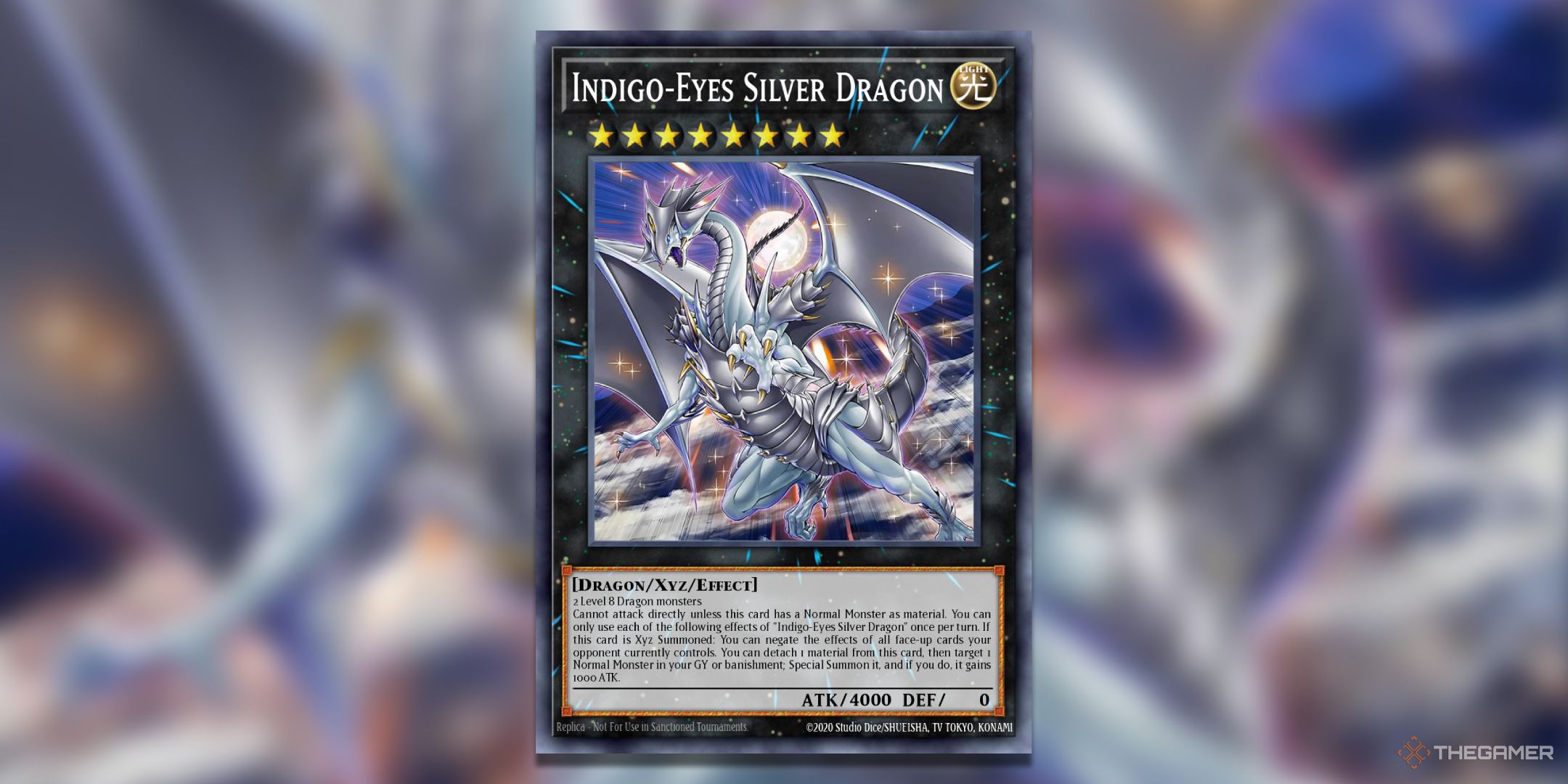 Indigo-Eyes Silver Dragon Yu-Gi-Oh! TCG Blue Eyes White Destiny Structure Deck Card Art.