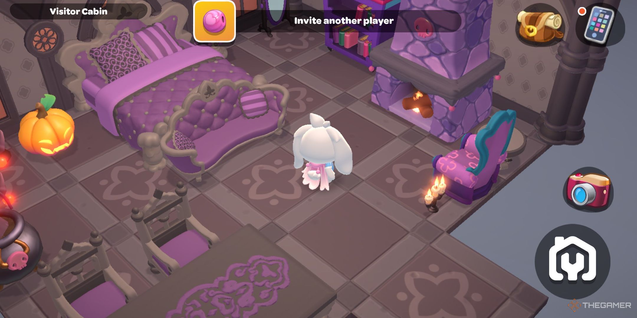 A player standing in their spooky room in Hello Kitty Island Adventure.