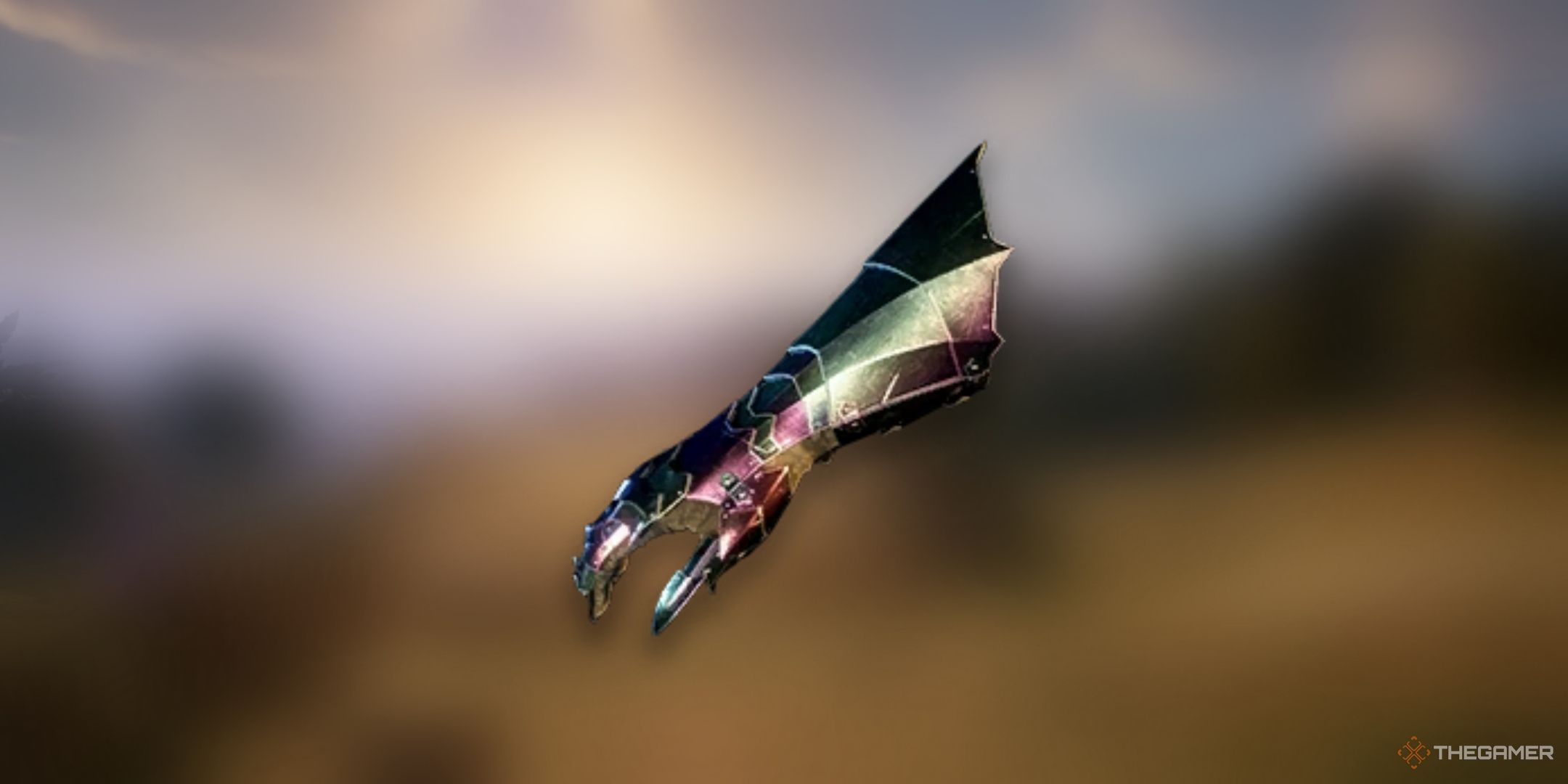 Avowed, Ninagauth's Gruesome Grasp item image over a blurred background of Paradis.