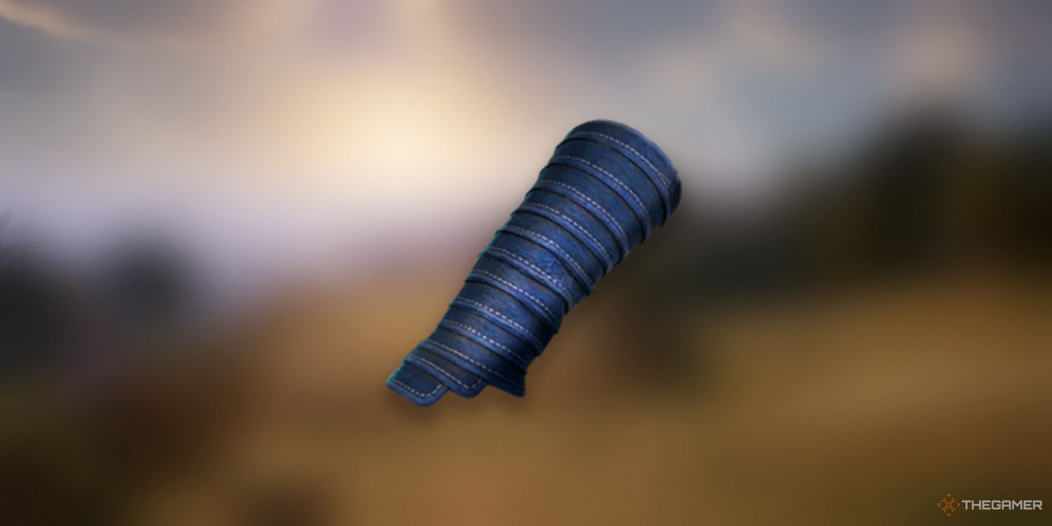 Avowed, Wavebinder Bracers item image over a blurred background of Paradis.