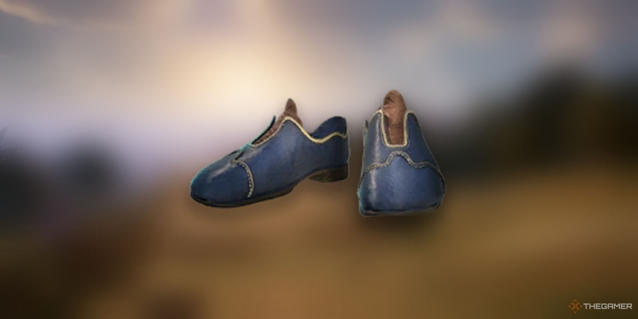 Avowed, Councilor's Shoes item image over a blurred background of Paradis.